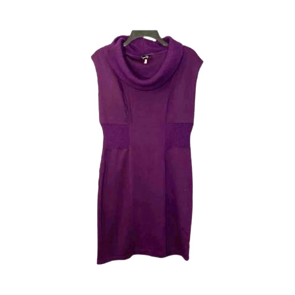 Spense Women's Cowlneck Sleeveless Waist‎ Cinching Purple Knit Dress Size 8
